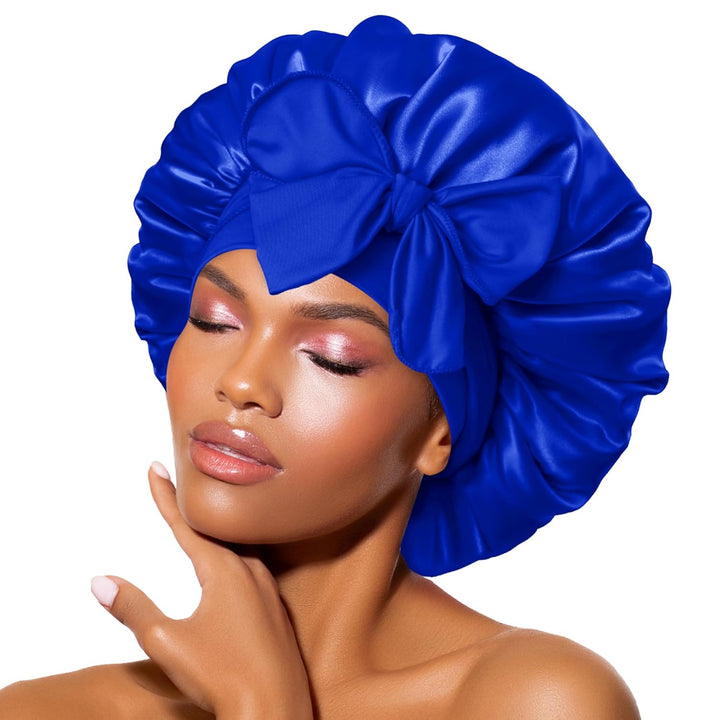 Satin Bonnet – Sleep Cap for Women-Blue-The Livary