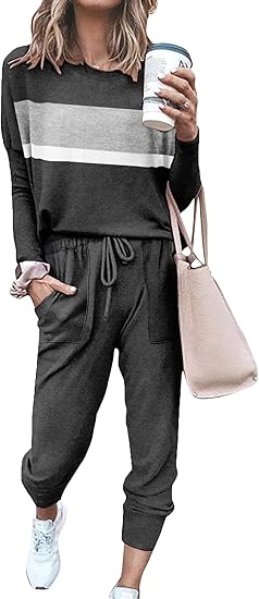 Comfortable Lounge Set - Emma-Grey/Black Striped-S-The Livary