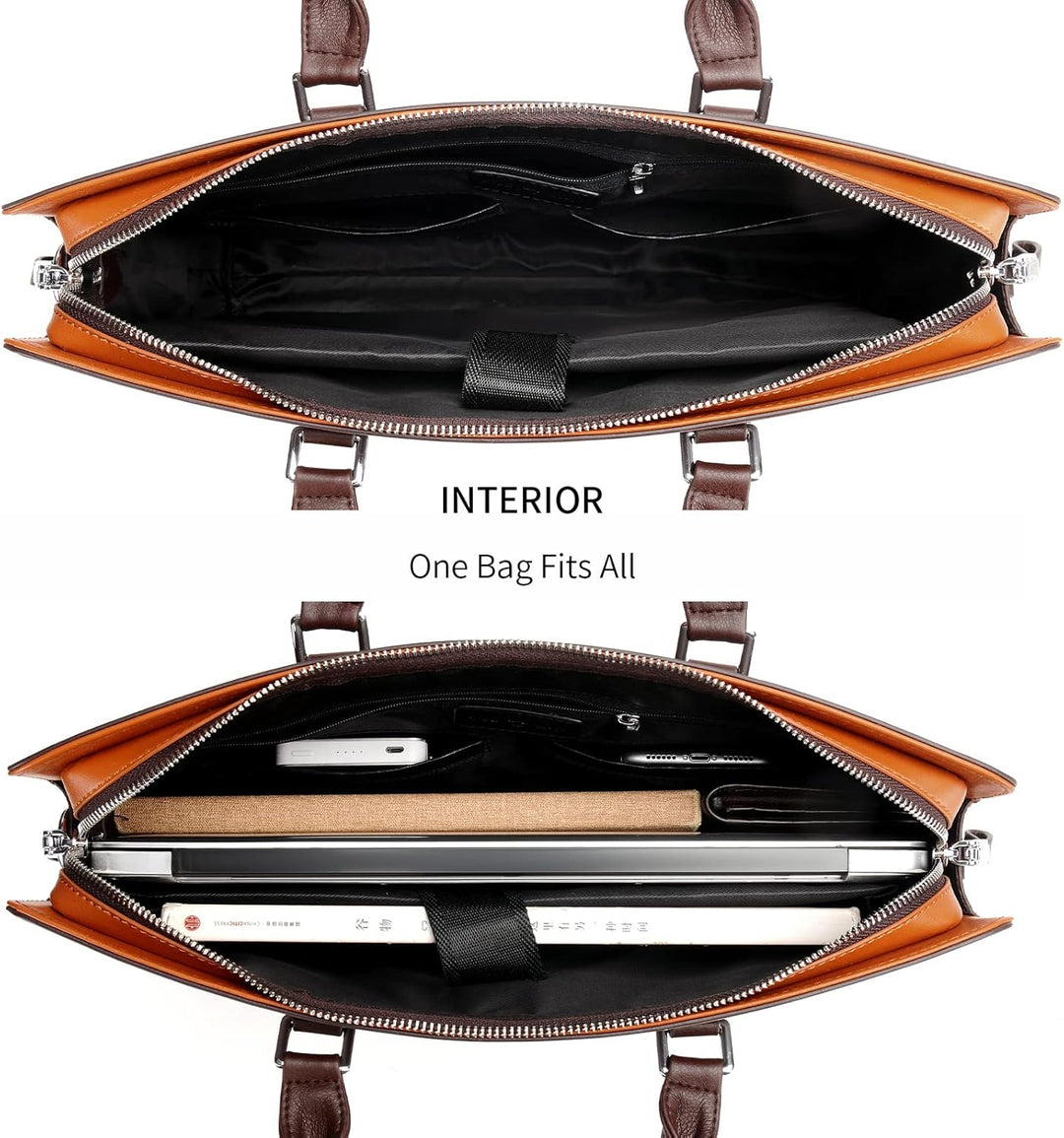 Genuine Leather Multi-Compartment Business Briefcase for Professionals