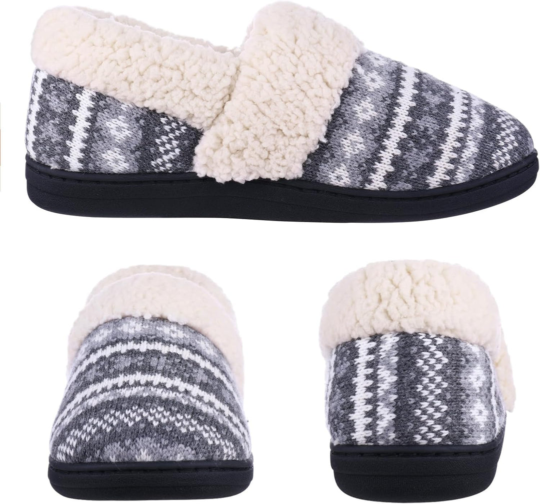 Winter Knitted Slippers - CozyCloud-Black-4-The Livary