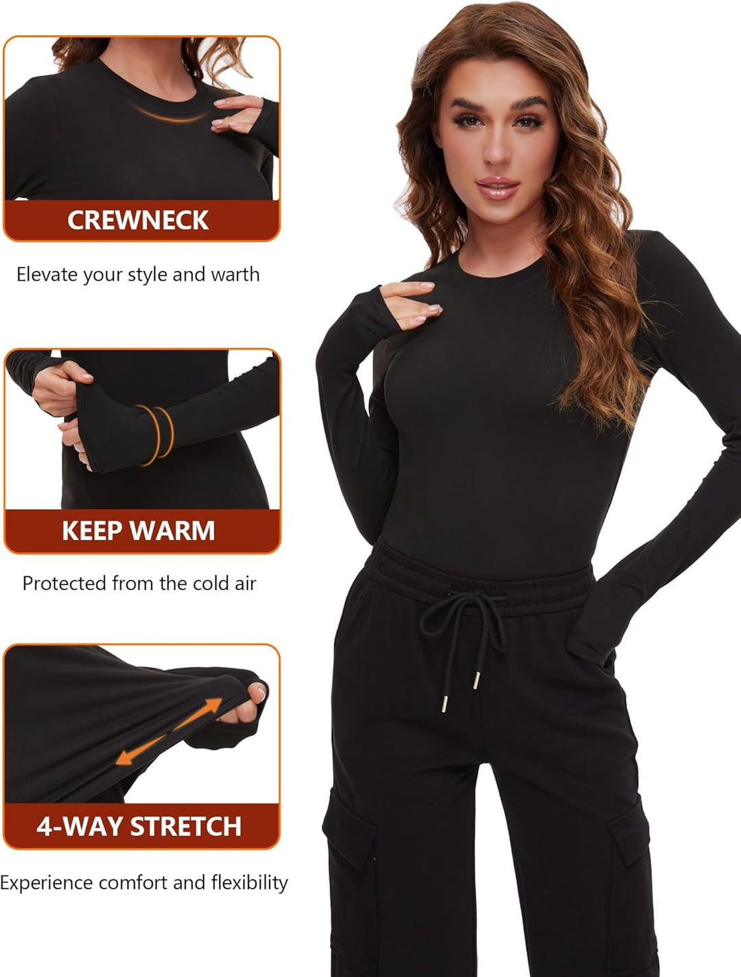 Thermal Shirts for Women - Luna (4-pack)-2 Black 1 Grey 1 White-XS-The Livary