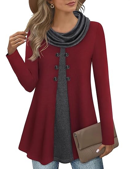 Stylish Colour Block Pullover Sweatshirt for Ladies - Bella-Bordeaux red-S-The Livary