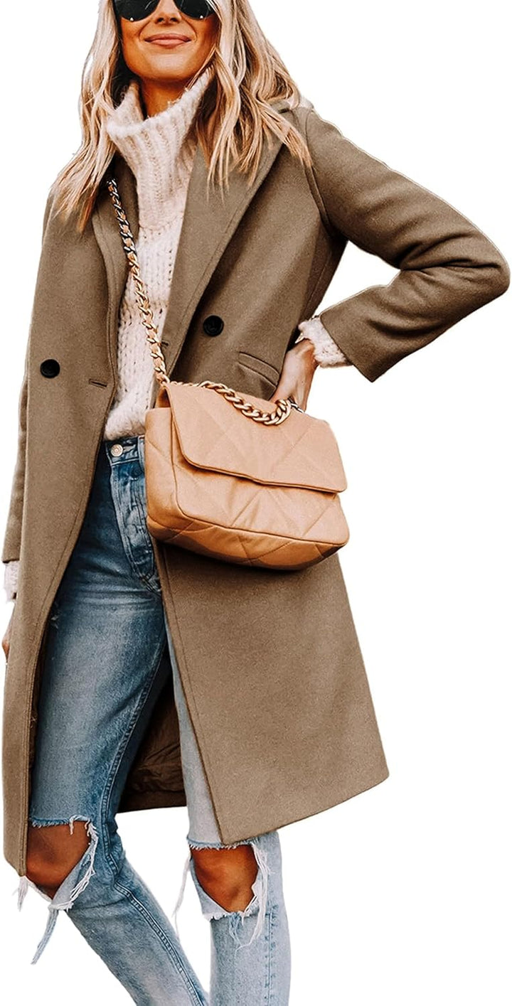 Ladies' Winter Wool Coat with Notch Lapels - Sofia-Camel-XS-The Livary