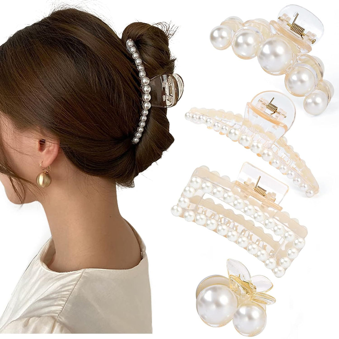 Stylish Pearl Hair Clips - 4-Pack-Set 2-The Livary