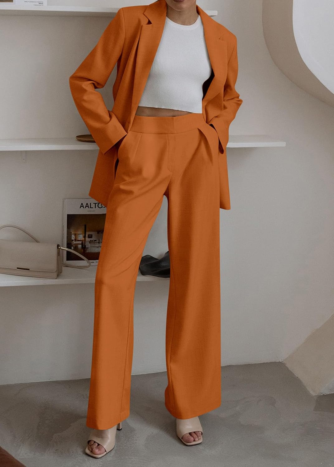 Stylish Blazer and Trouser Set - Mia-Olive green-S-The Livary