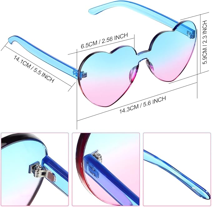 Trendy heart-shaped sunglasses without a frame in a transparent look - HeartBlitz-Yellow-The Livary