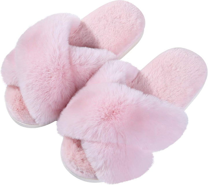 Fuzzy Slippers with Memory Foam - CloudStep-Pink-4-The Livary