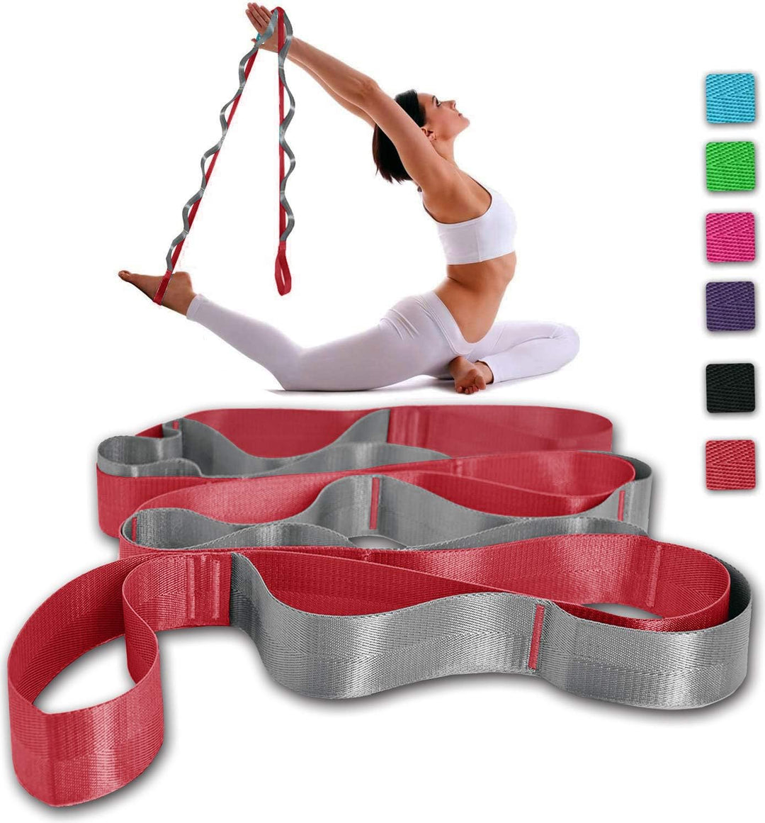 Yoga Stretch Band with 12 Loops-Black-The Livary