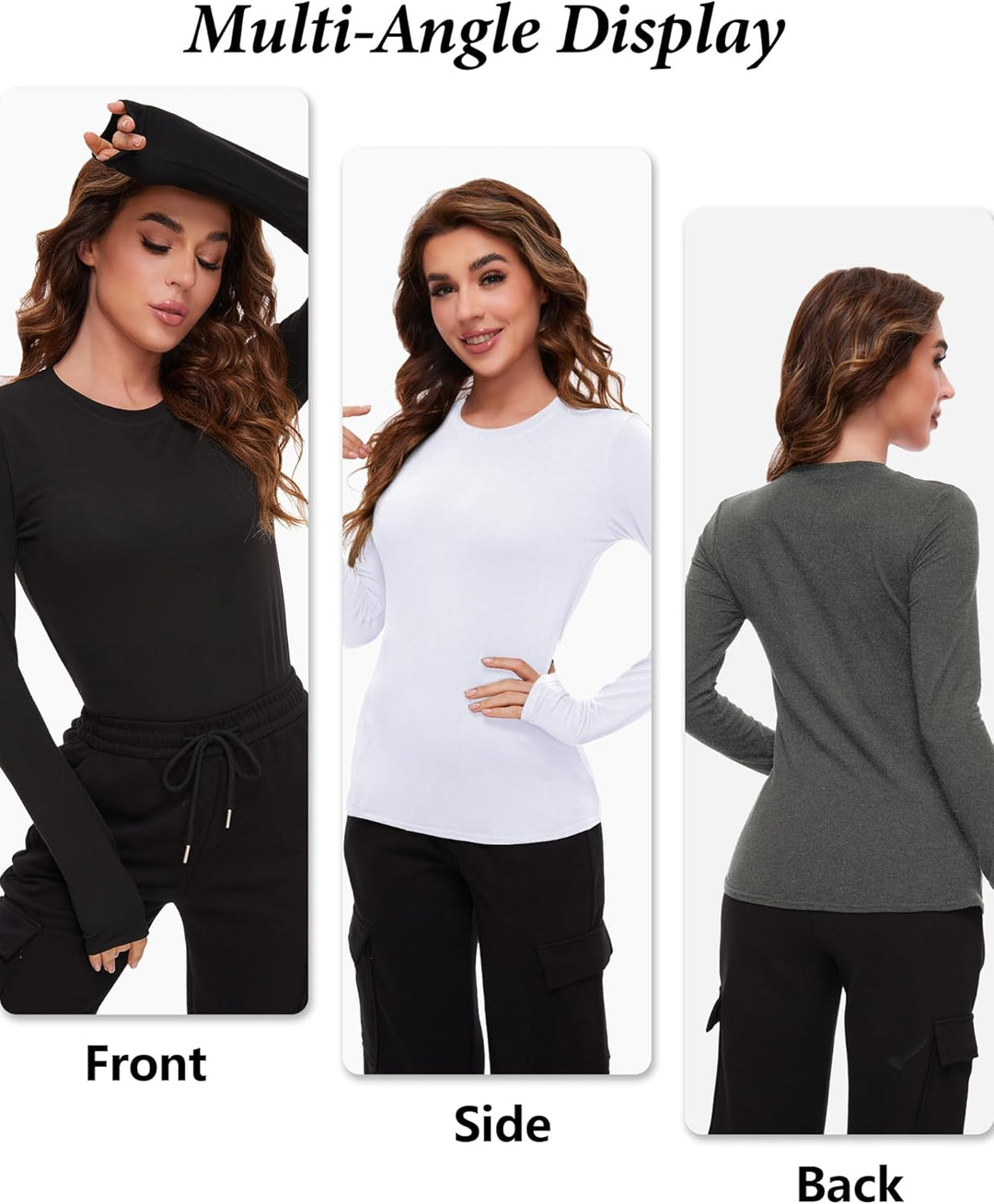Thermal Shirts for Women - Luna (4-pack)-2 Black 1 Grey 1 White-XS-The Livary