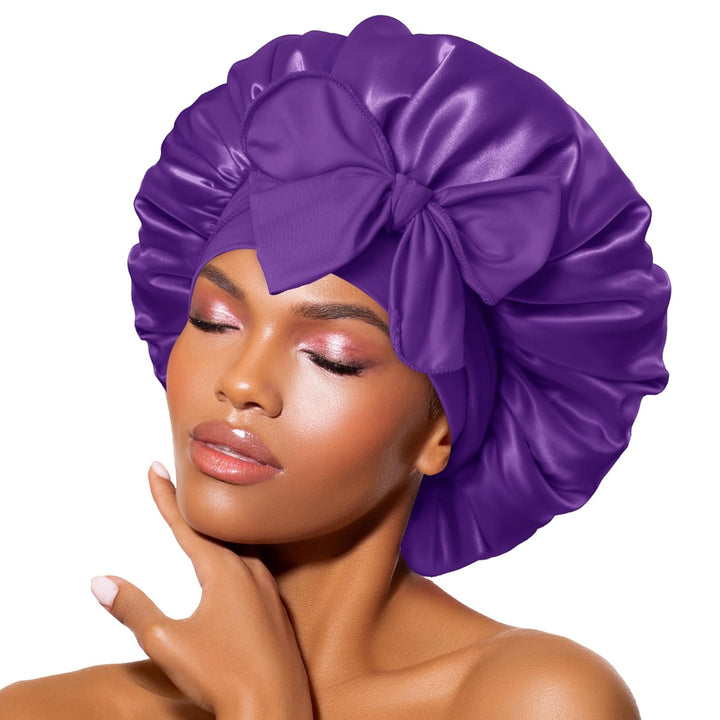 Satin Bonnet – Sleep Cap for Women-Purple-The Livary
