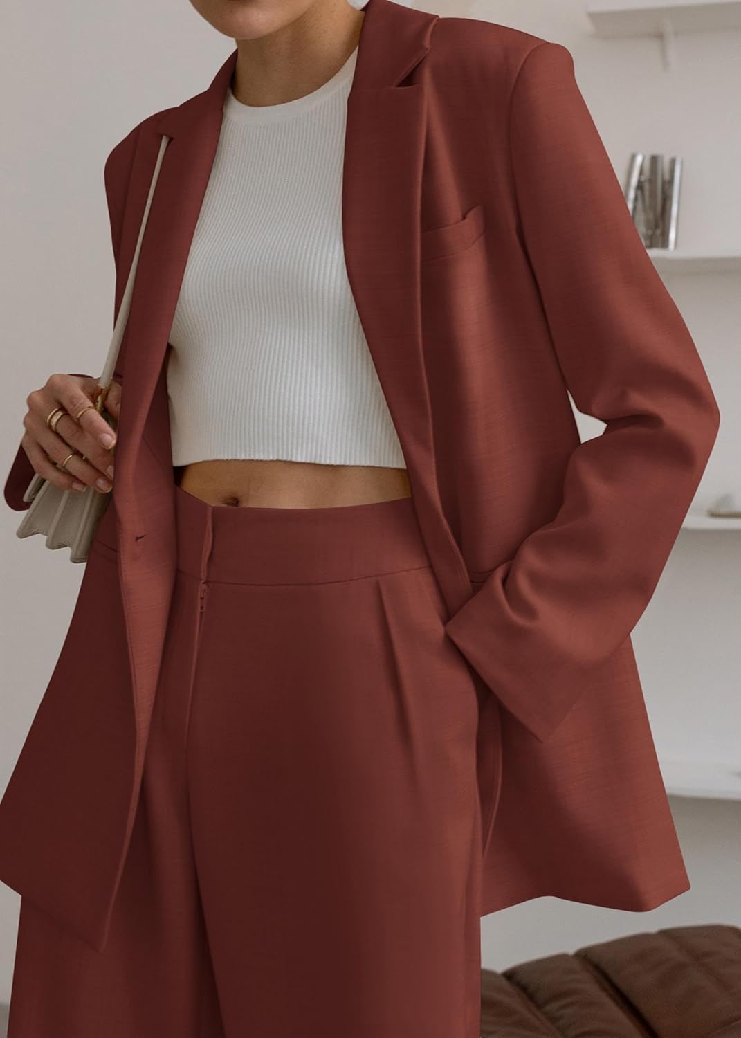 Stylish Blazer and Trouser Set - Mia-Olive green-S-The Livary