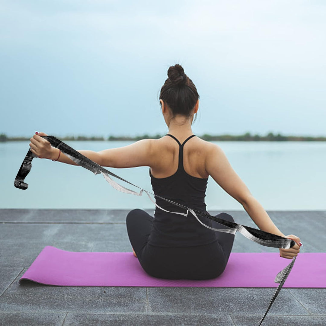 Yoga Stretch Band with 12 Loops-Black-The Livary