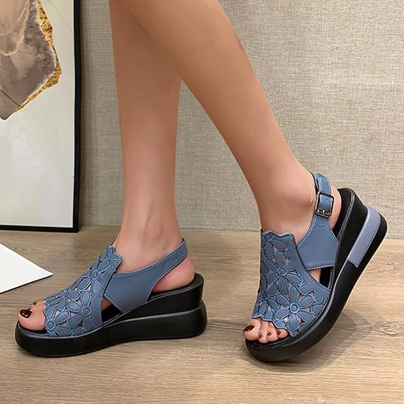 Ladies' Comfort Sandals City Look – Sissy-Blue-3-The Livary