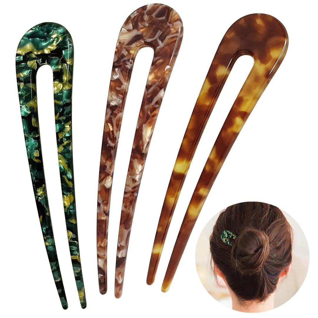 French Turtle Hair Forks - U-shaped Hair Pins-Set 2-The Livary