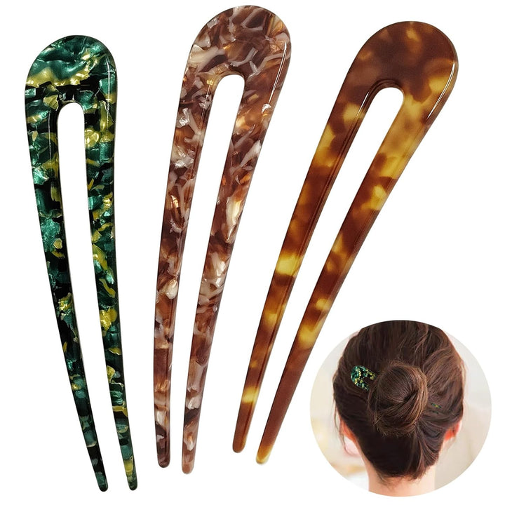 French Turtle Hair Forks - U-shaped Hair Pins-Set 2-The Livary
