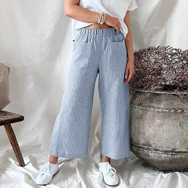 Premium Linen Trousers for Women - Sophia-Blue-S-The Livary