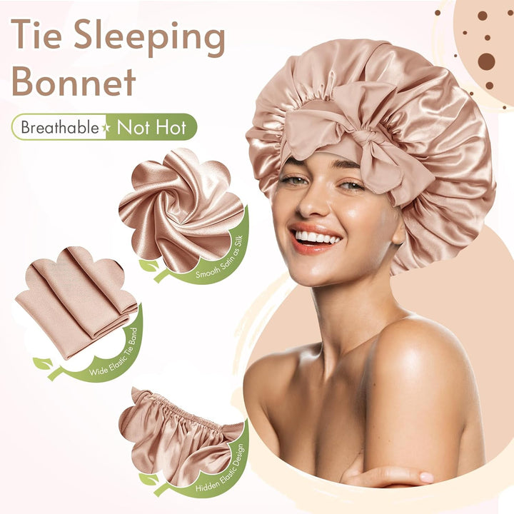 Satin Bonnet – Sleep Cap for Women-Champagne-The Livary
