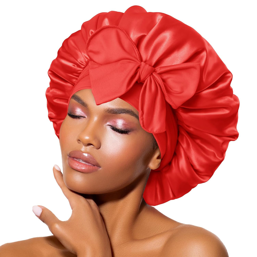 Satin Bonnet – Sleep Cap for Women-Red-The Livary