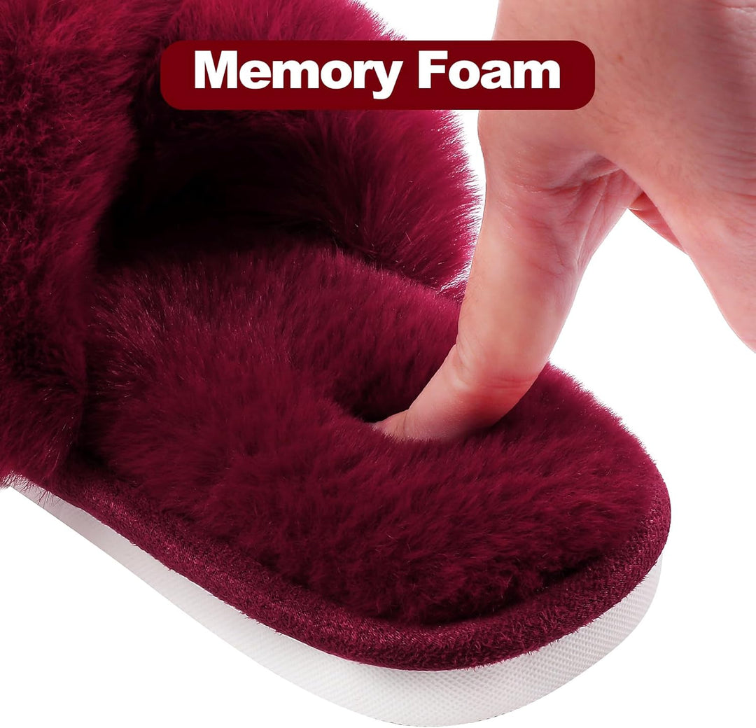 Fuzzy Slippers with Memory Foam - CloudStep-Black-4-The Livary
