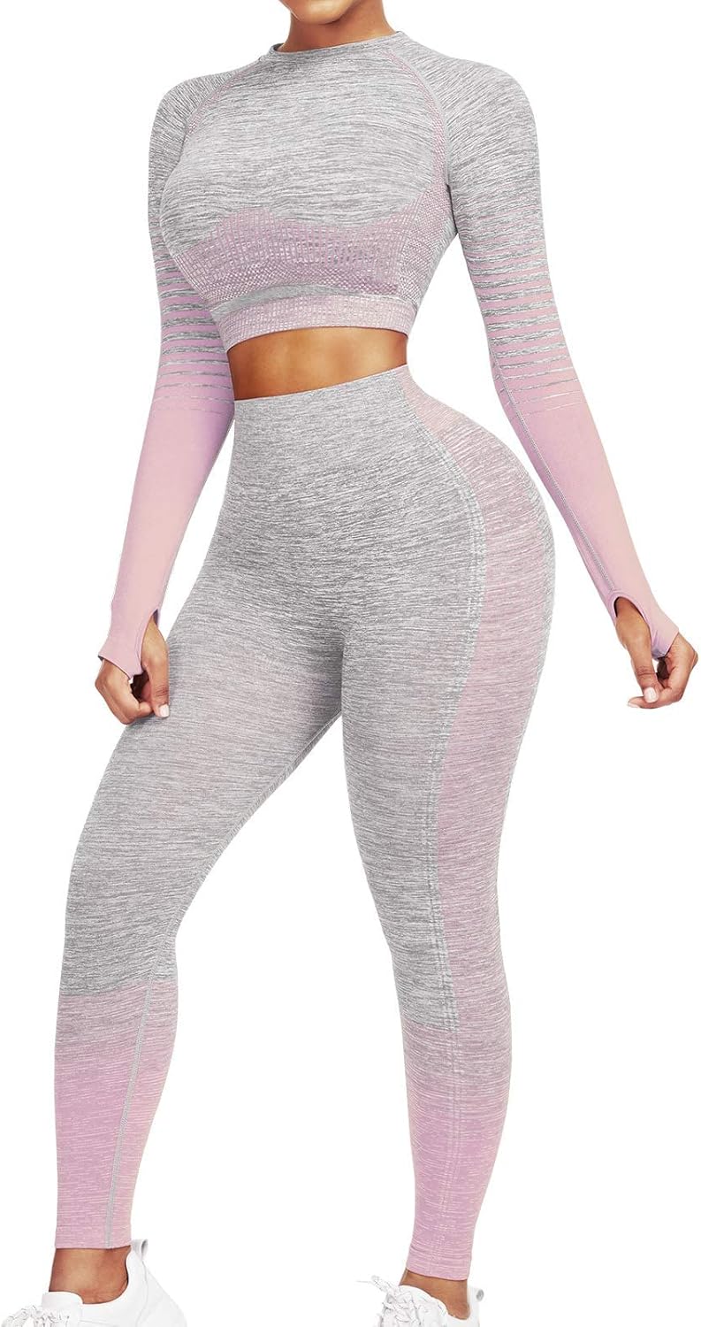 Comfortable Yoga Set - SparkFit-Long Sleeve Grey-S-The Livary