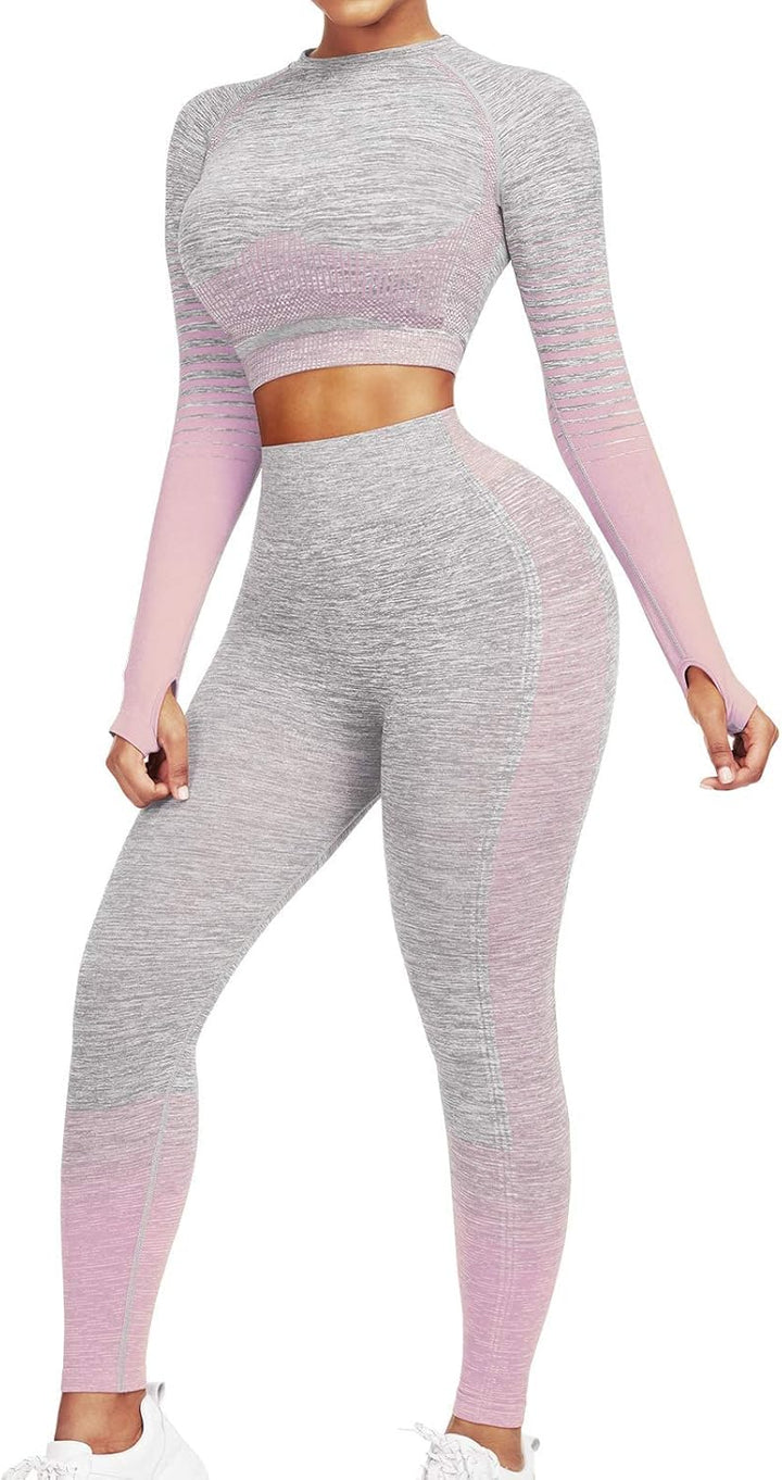 Comfortable Yoga Set - SparkFit-Long Sleeve Grey-S-The Livary
