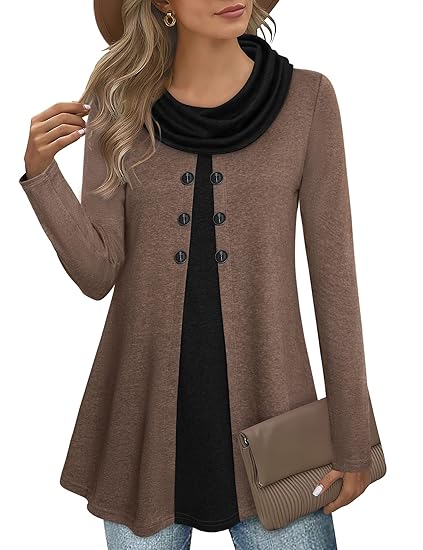 Stylish Colour Block Pullover Sweatshirt for Ladies - Bella-Brown-S-The Livary