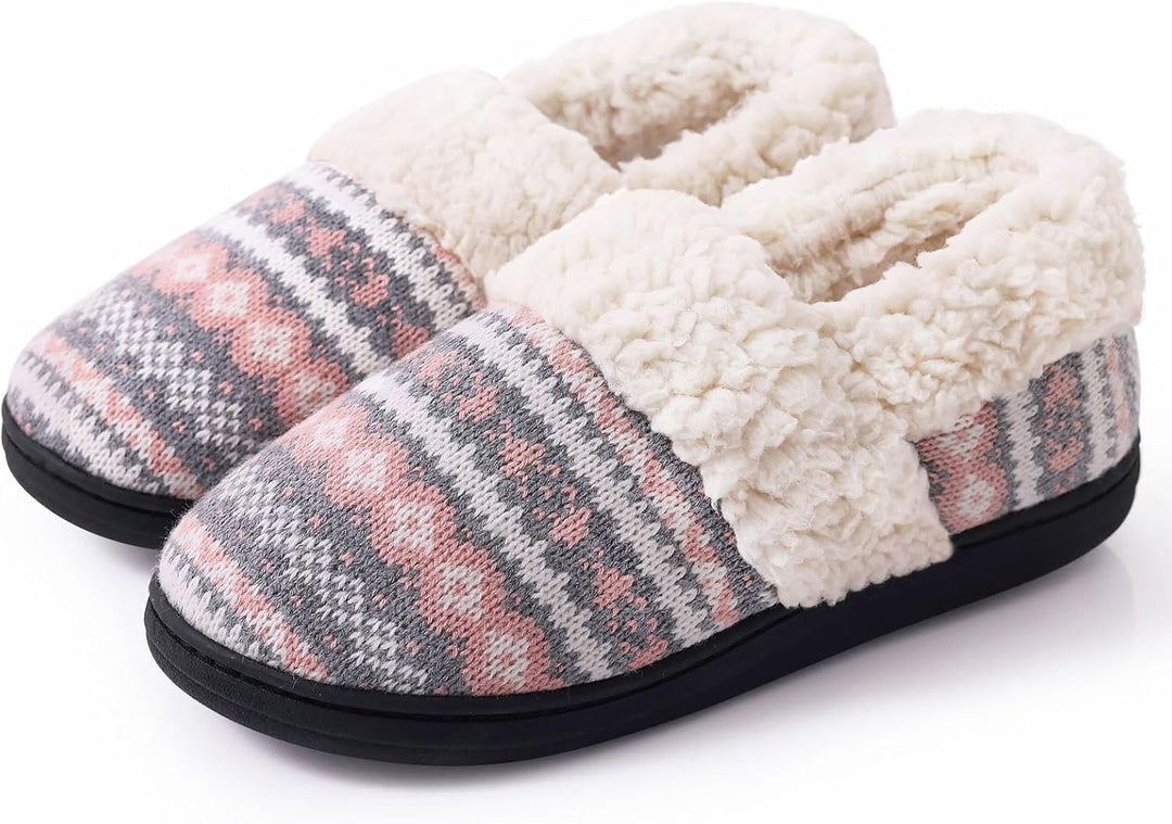 Winter Knitted Slippers - CozyCloud-Pink-4-The Livary