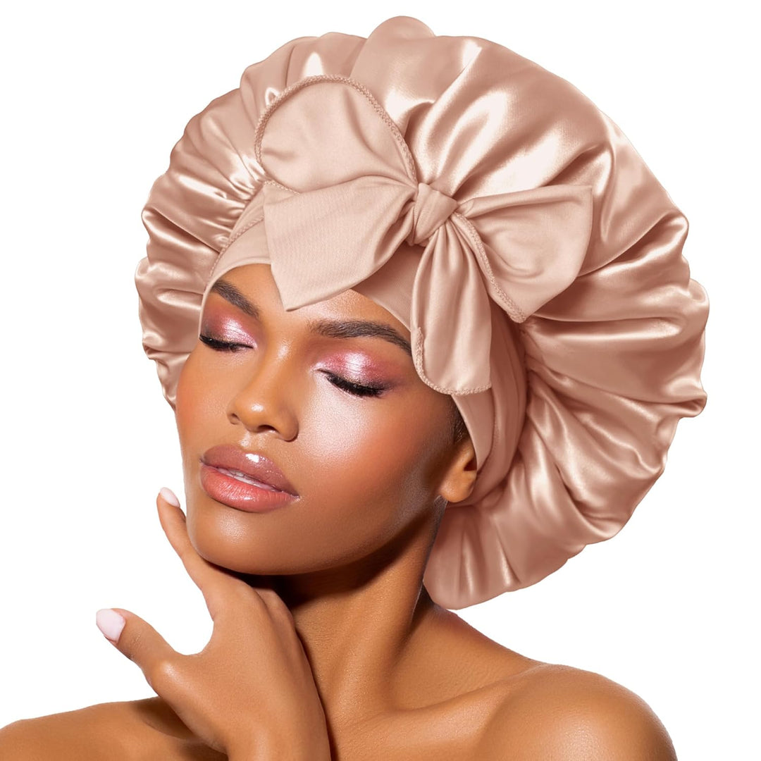 Satin Bonnet – Sleep Cap for Women-Champagne-The Livary