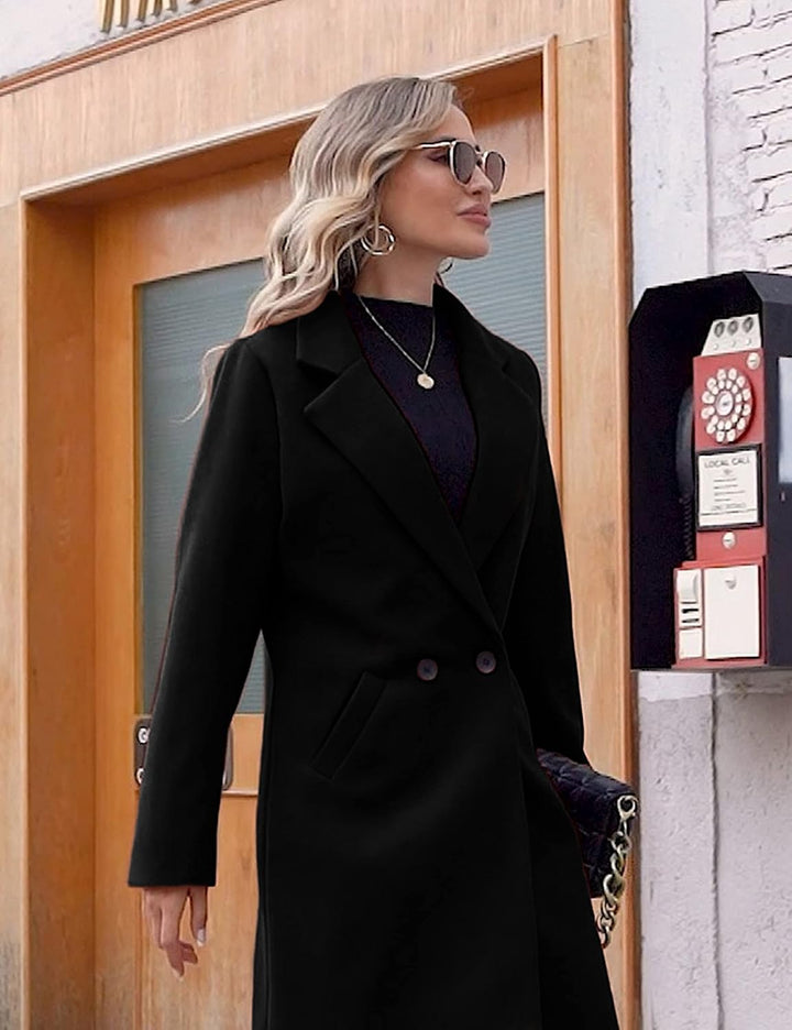 Ladies' Winter Wool Coat with Notch Lapels - Sofia-Beige-XS-The Livary
