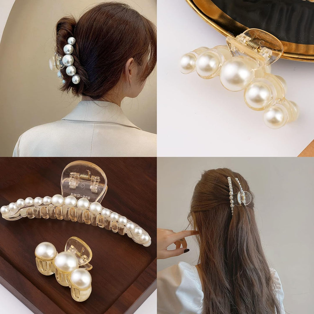 Stylish Pearl Hair Clips - 4-Pack-Set 1-The Livary