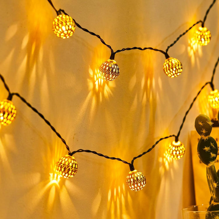Moroccan Style Waterproof Solar Light Strings - SunGlow Strings-Silver-The Livary