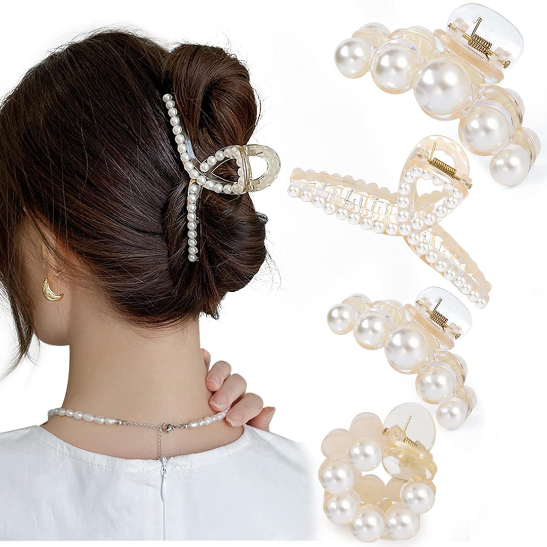 Stylish Pearl Hair Clips - 4-Pack-Set 3-The Livary
