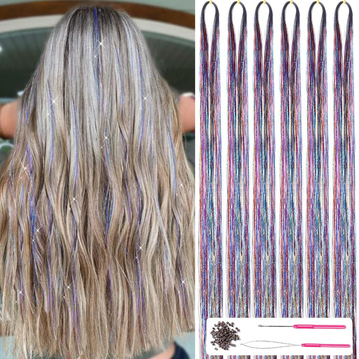 Sparkling Hair Tinsel Kit – Strands of Glitter!-Rainbow-The Livary