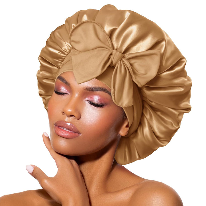 Satin Bonnet – Sleep Cap for Women-Gold-The Livary