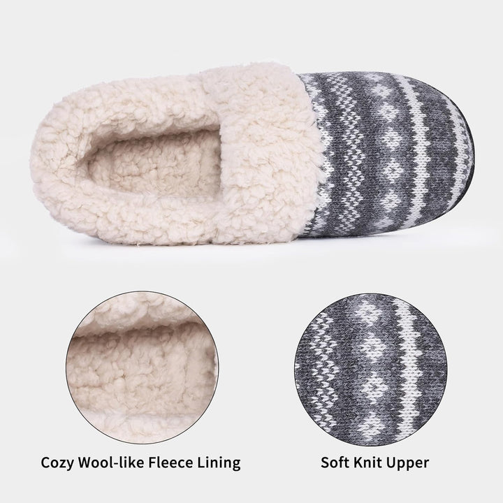Winter Knitted Slippers - CozyCloud-Black-4-The Livary