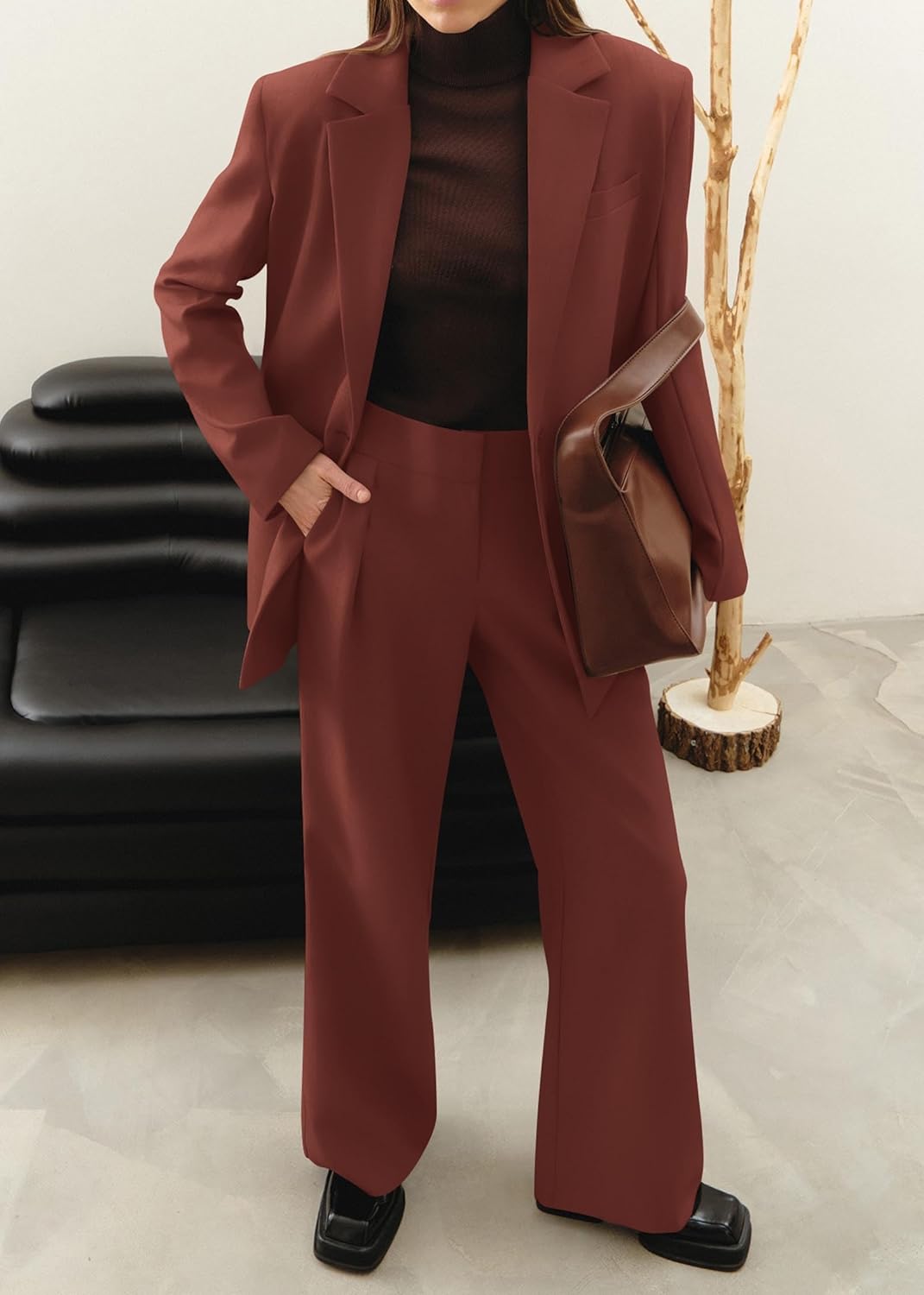 Stylish Blazer and Trouser Set - Mia-Olive green-S-The Livary