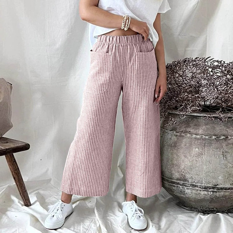 Premium Linen Trousers for Women - Sophia-Pink-S-The Livary