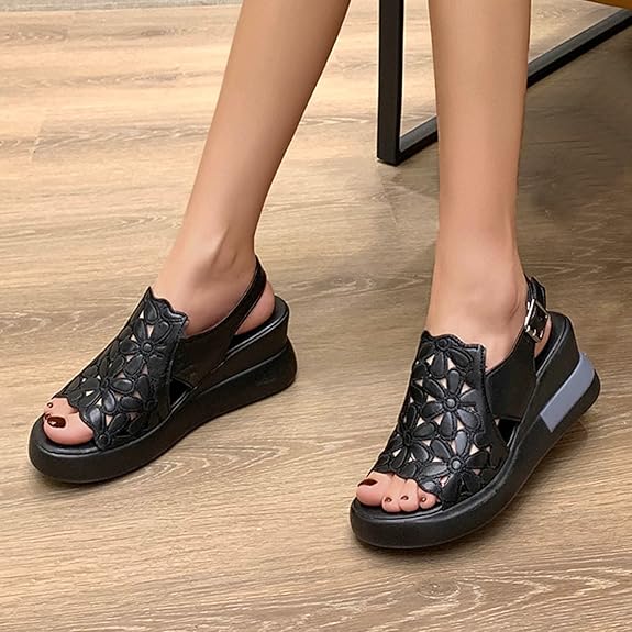 Ladies' Comfort Sandals City Look – Sissy-Black-3-The Livary