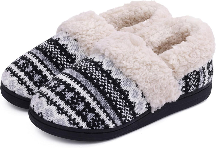Winter Knitted Slippers - CozyCloud-Black-4-The Livary