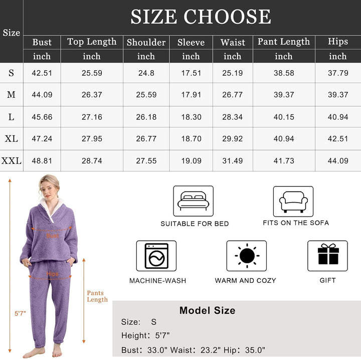 Fluffy Pyjama Set for Women - CozyPlush-Dark blue-S-The Livary