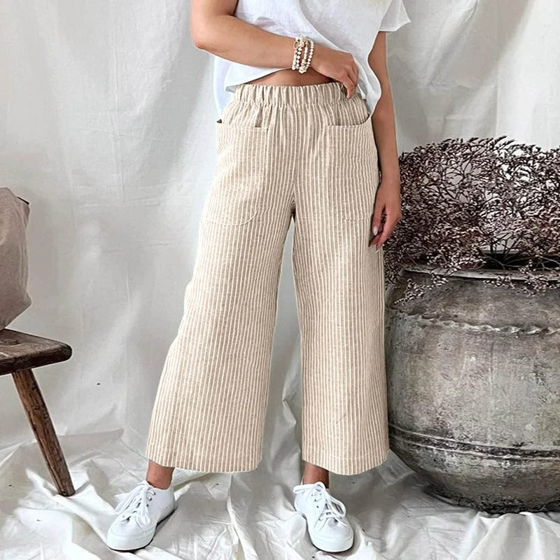 Premium Linen Trousers for Women - Sophia-Beige-S-The Livary