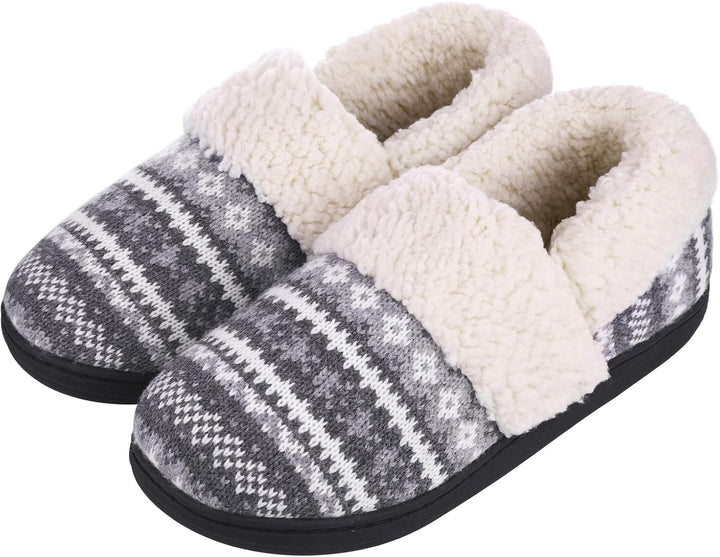 Winter Knitted Slippers - CozyCloud-Grey-4-The Livary