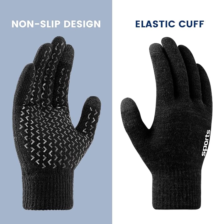 Thermal Touchscreen Winter Gloves - Rowan-Black-L-The Livary