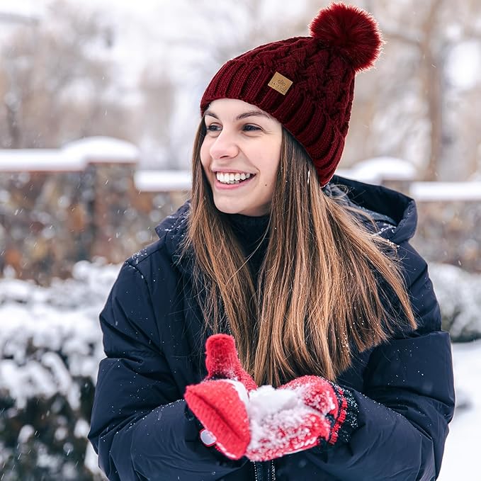 Comfortable Winter Pom Beanie - Yvonne-Beige-The Livary