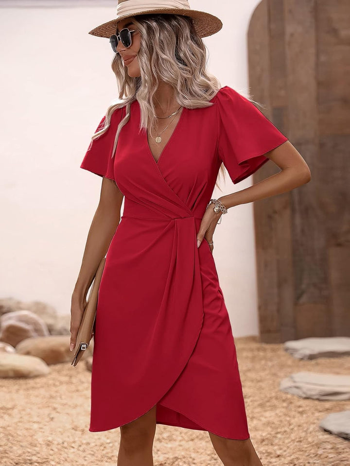 Trendy Wrap Dress - Serafina-red-XS-The Livary