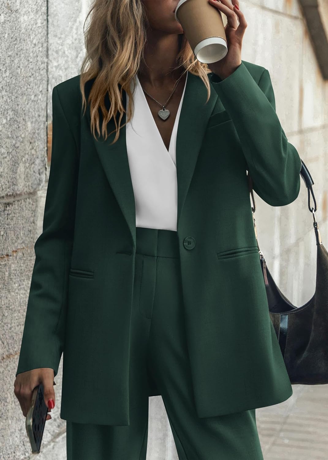 Stylish Blazer and Trouser Set - Mia-Olive green-S-The Livary