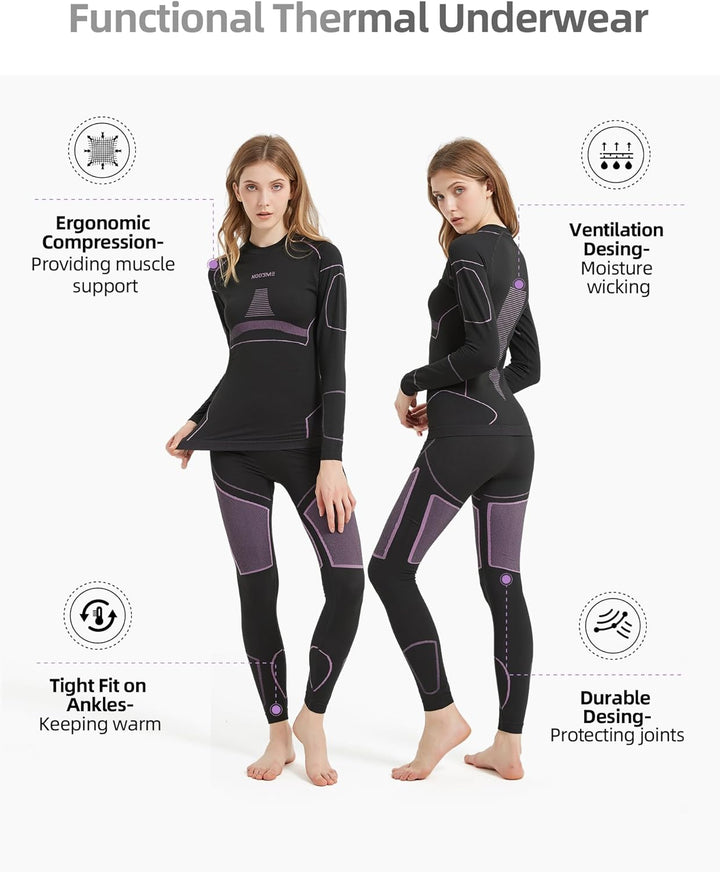 Thermal Underwear for Women - Laura-Black/Blue-XS-The Livary