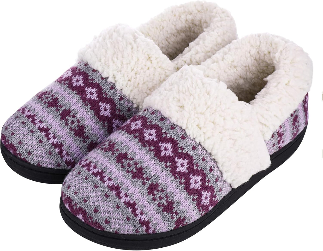 Winter Knitted Slippers - CozyCloud-Purple-4-The Livary