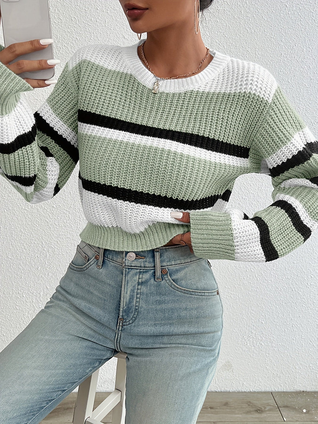 Comfortable and Stylish Knitted Sweater - Sienna-Blue-S-The Livary