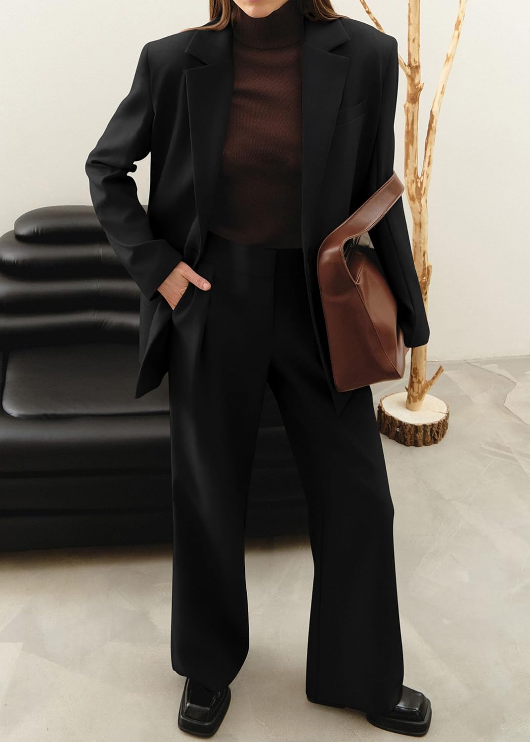 Stylish Blazer and Trouser Set - Mia-Olive green-S-The Livary